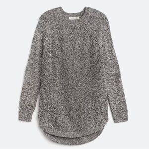 RD Style Black and White Crewneck Sweater with Brown Elbow Patches